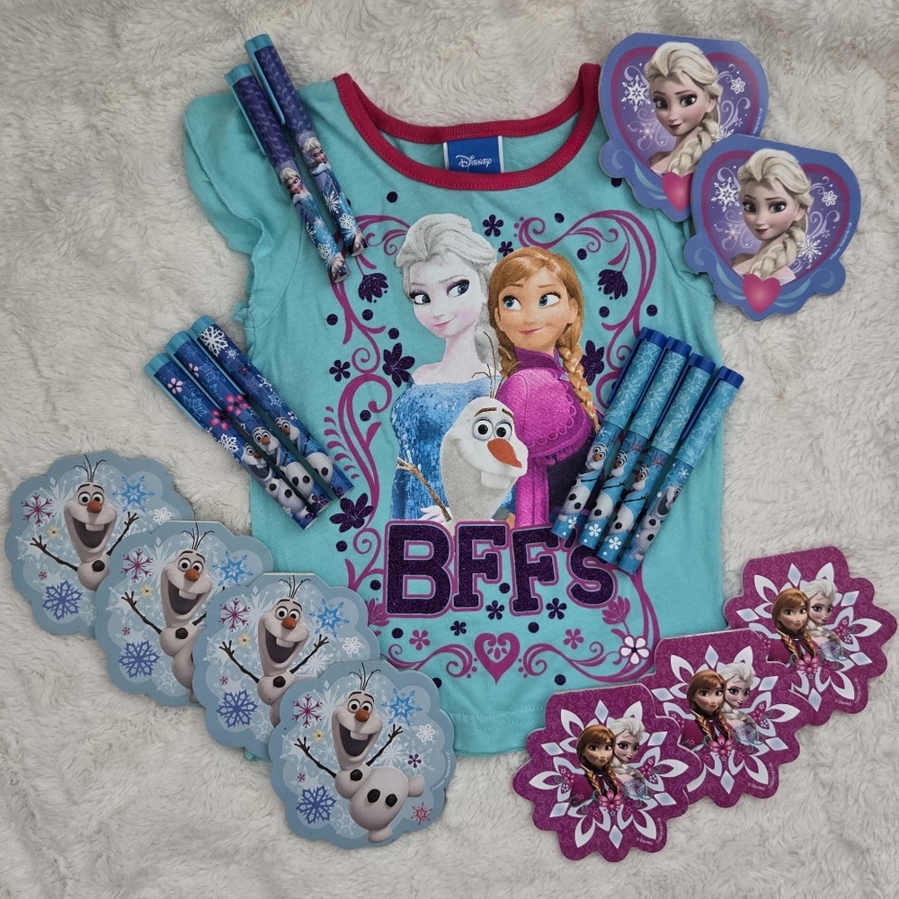DISNEY Frozen Package | 1 Shirt  3T PtP 10.5" | 9 Notepads | 9 Pens